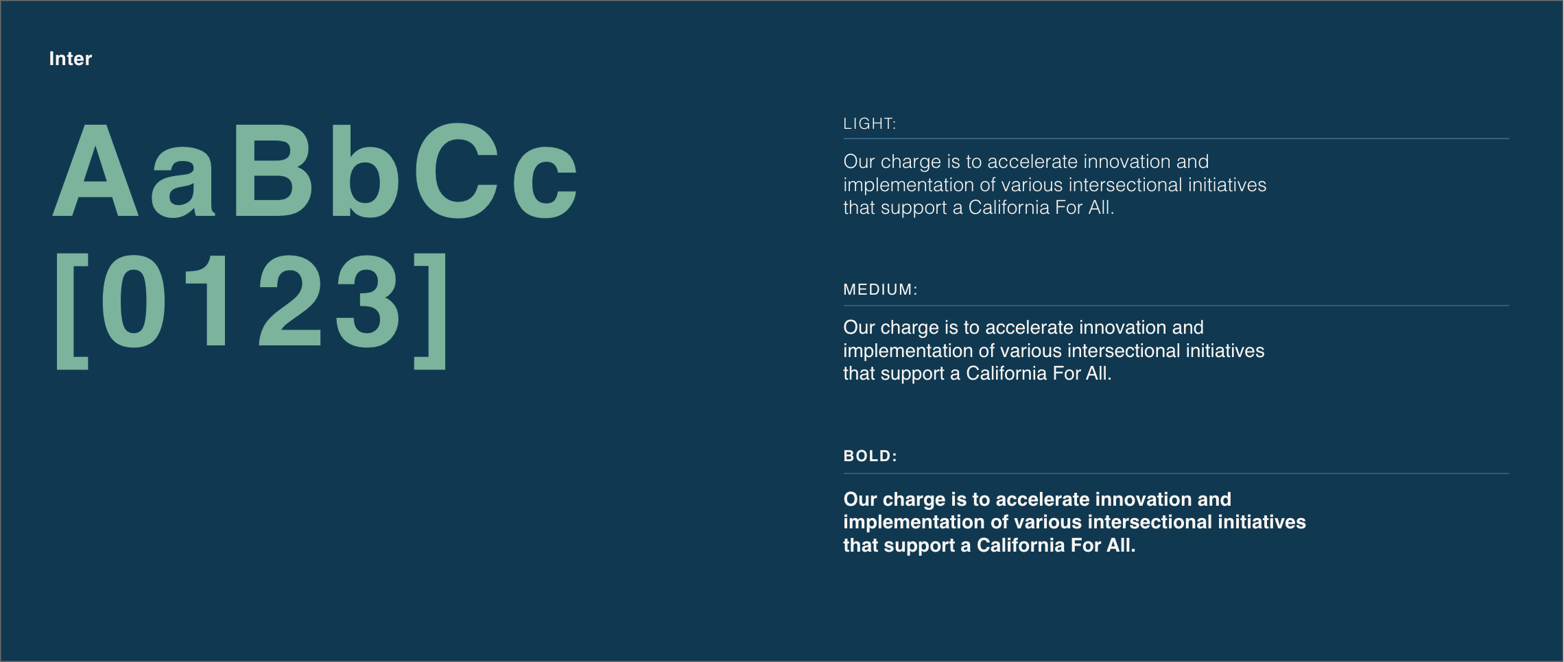 CA Governors Office of Land Use & Climate Innovation Inter typeface selection display