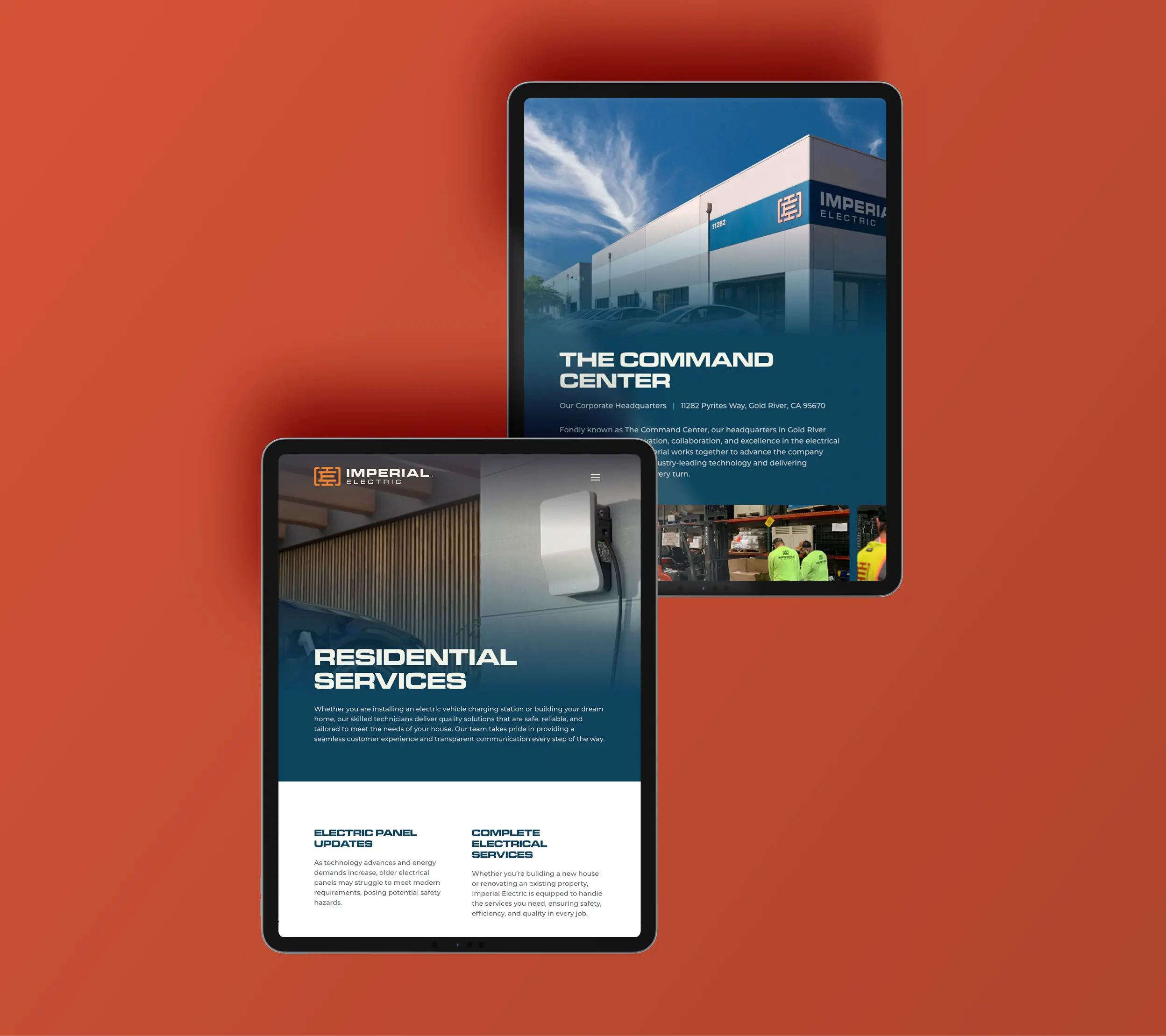 Imperial Electric website design on tablet
