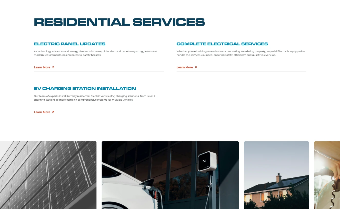 Imperial Electric website screen