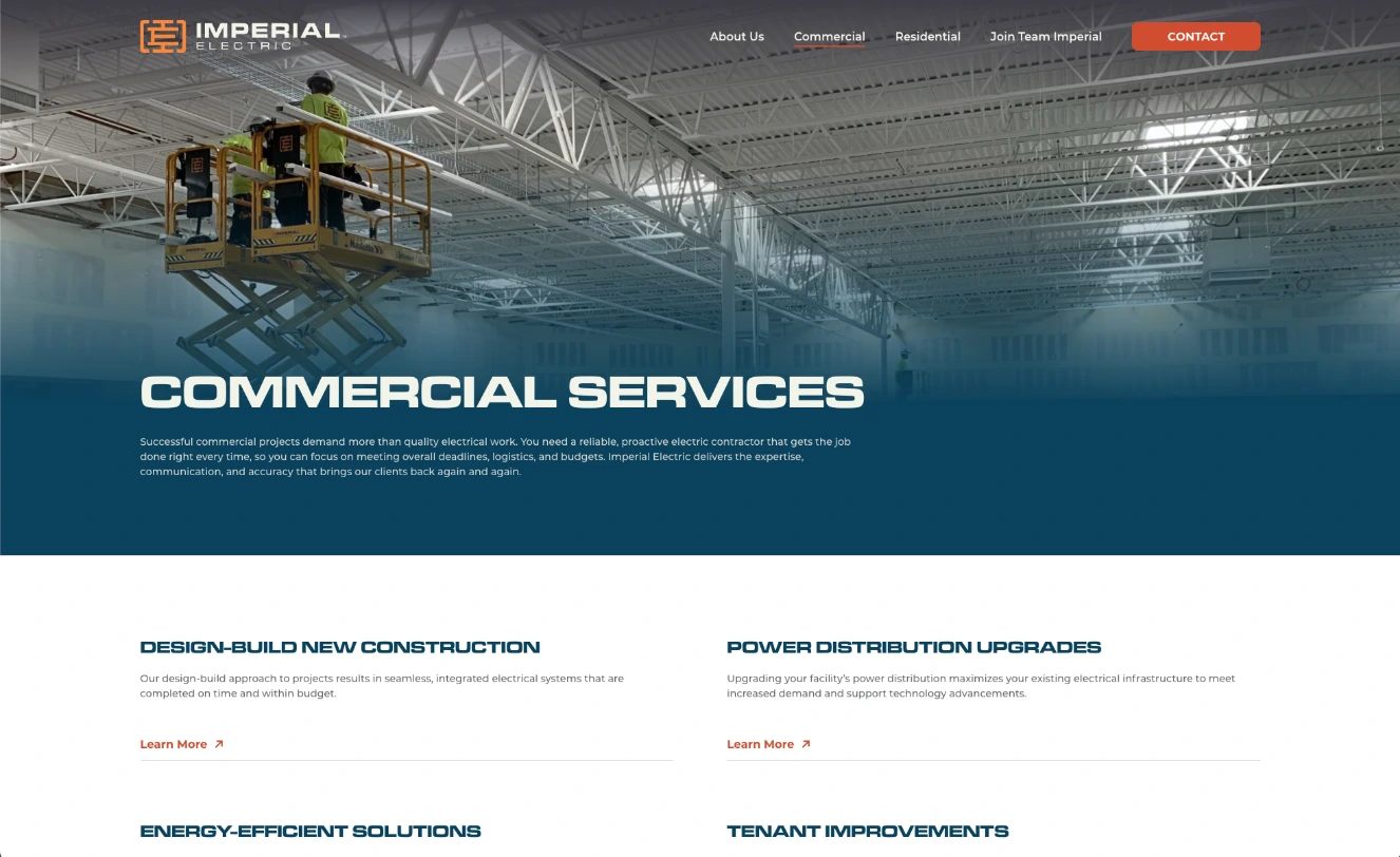 Imperial Electric website screen