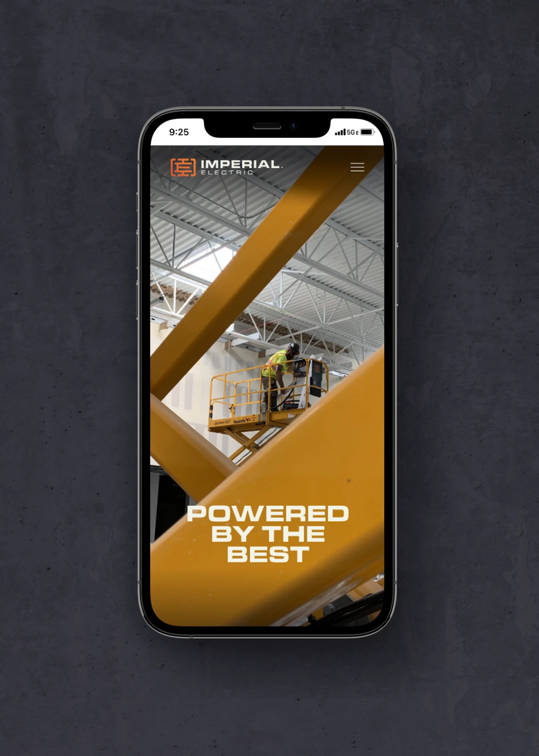 Imperial Electric website screen on mobile