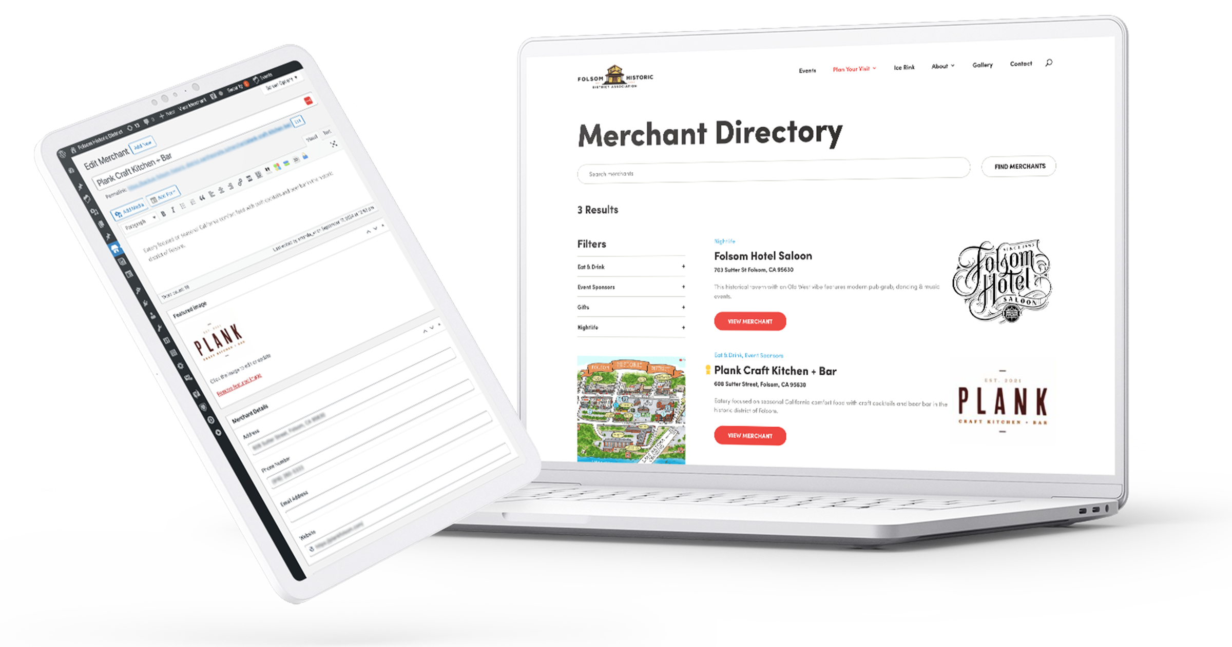 Merchant directory on frontend and wordpress backend